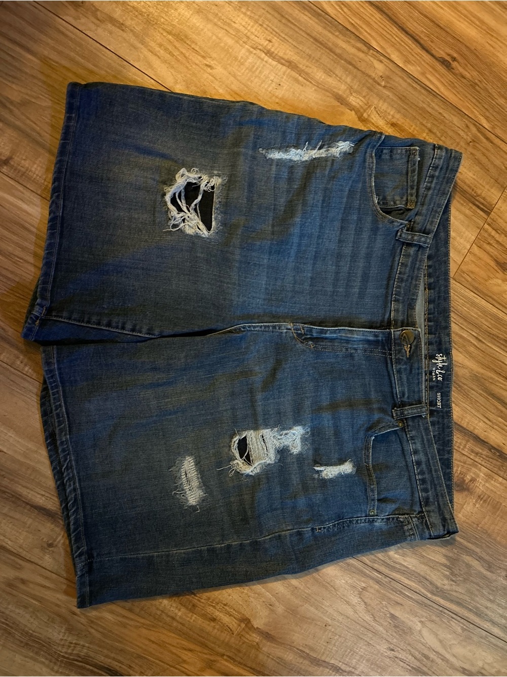 Style & Co. Distressed Boyfriend Denim Shorts - Dark Blue